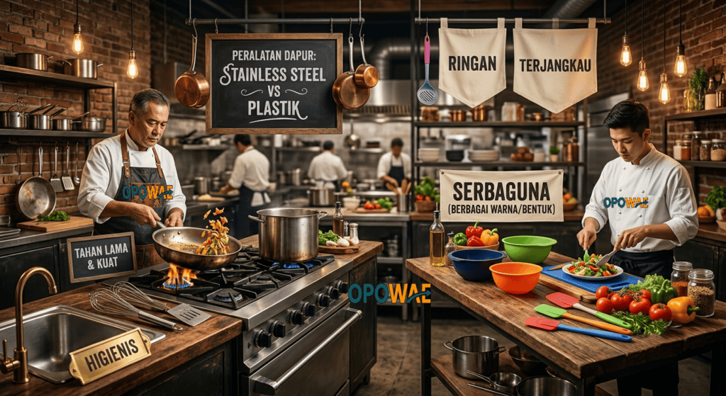perbandingan bahan alat dapur, alat dapur tahan lama, kelebihan kekurangan stainless steel dan plastik