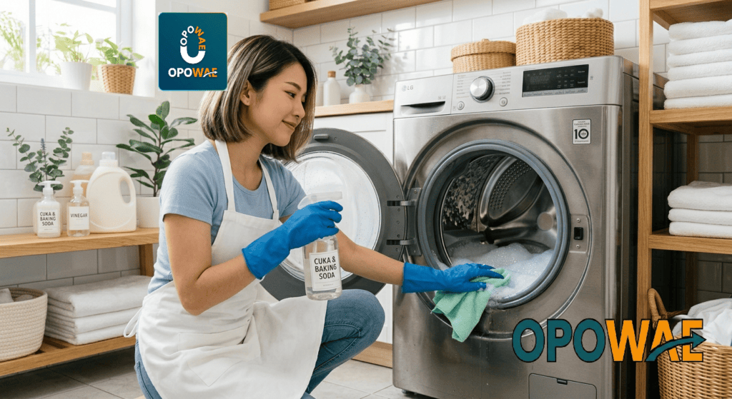 cara membersihkan mesin cuci pintu depan