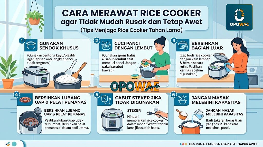 tips rice cooker tahan lama, penyebab rice cooker cepat rusak, cara bersihkan rice cooker yang benar